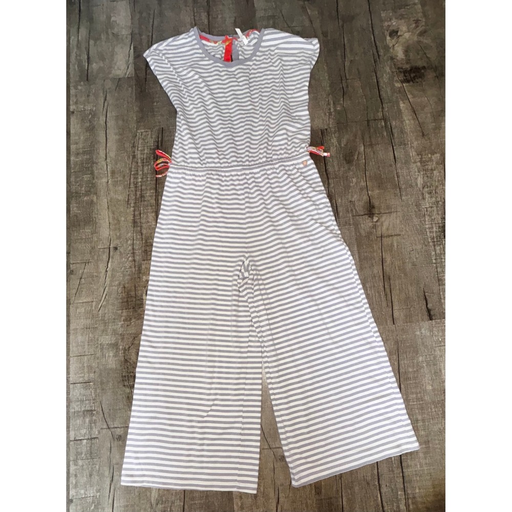Matilda Jane 435 Girls Grey White Striped Wide Leg Jumpsuit Size 16